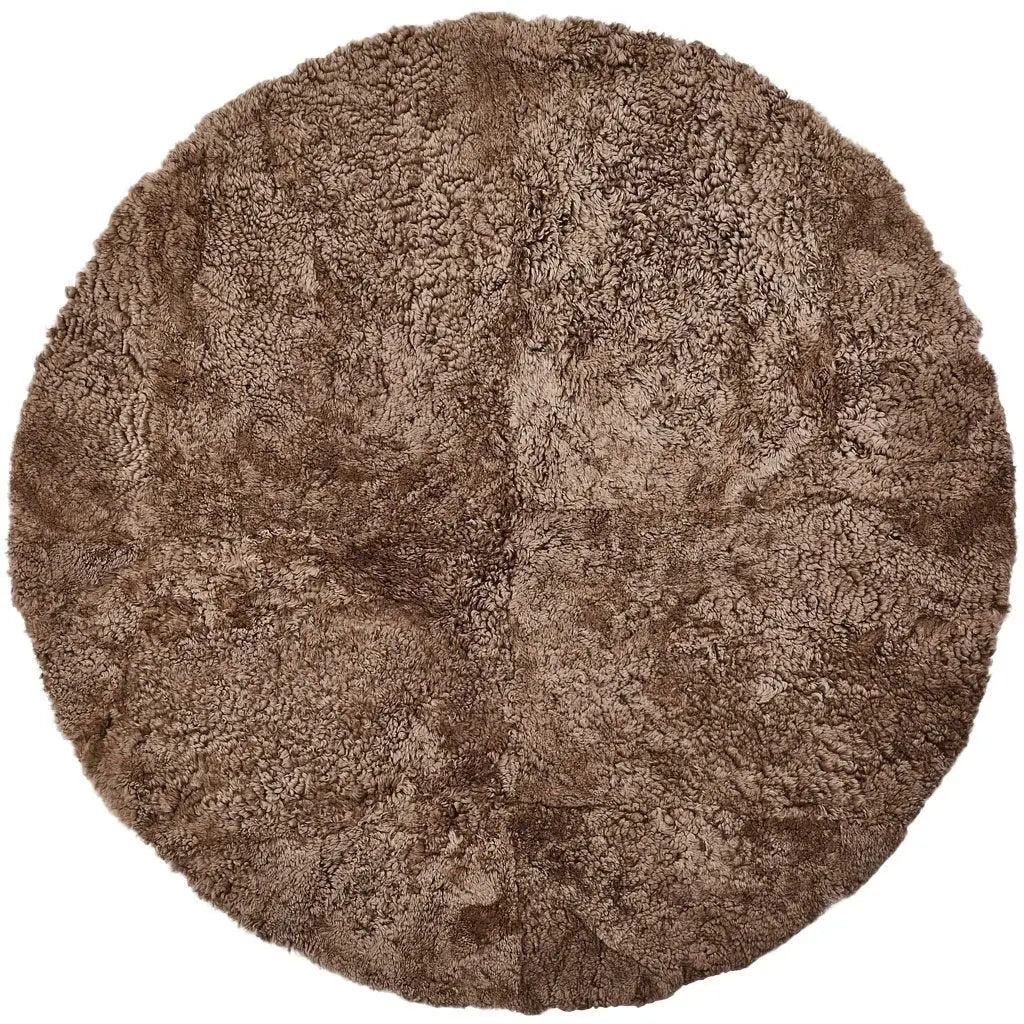 NC Interior Round Design Rug Sheepskin New Zealand Short pile, curly