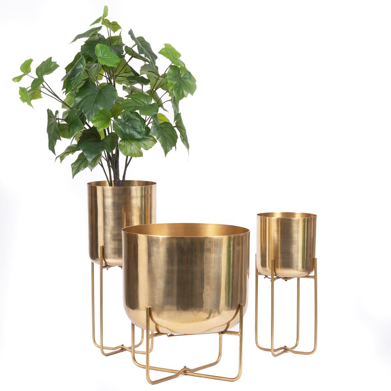 bazarbizar Brass pot on stand - Brass - XL
